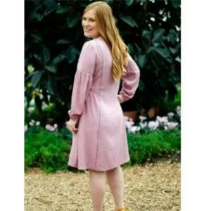 NEW MATILDA JANE Blush Textured Turn On The Charm Long-Sleeve Sheath DRESS S NWT